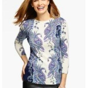 TALBOTS Paisley Print Cashmere Sweater in P (XS)